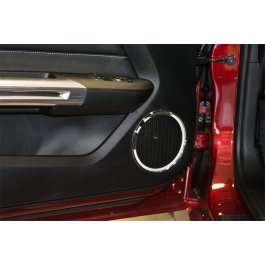 Mttilauso 2PCS Carbon Fiber Car Door Speaker Ring Interior Trim Cover Sticker Accessories Compatible for Ford Mustang 2015 2016 2017 2018 2019 2020 Black
