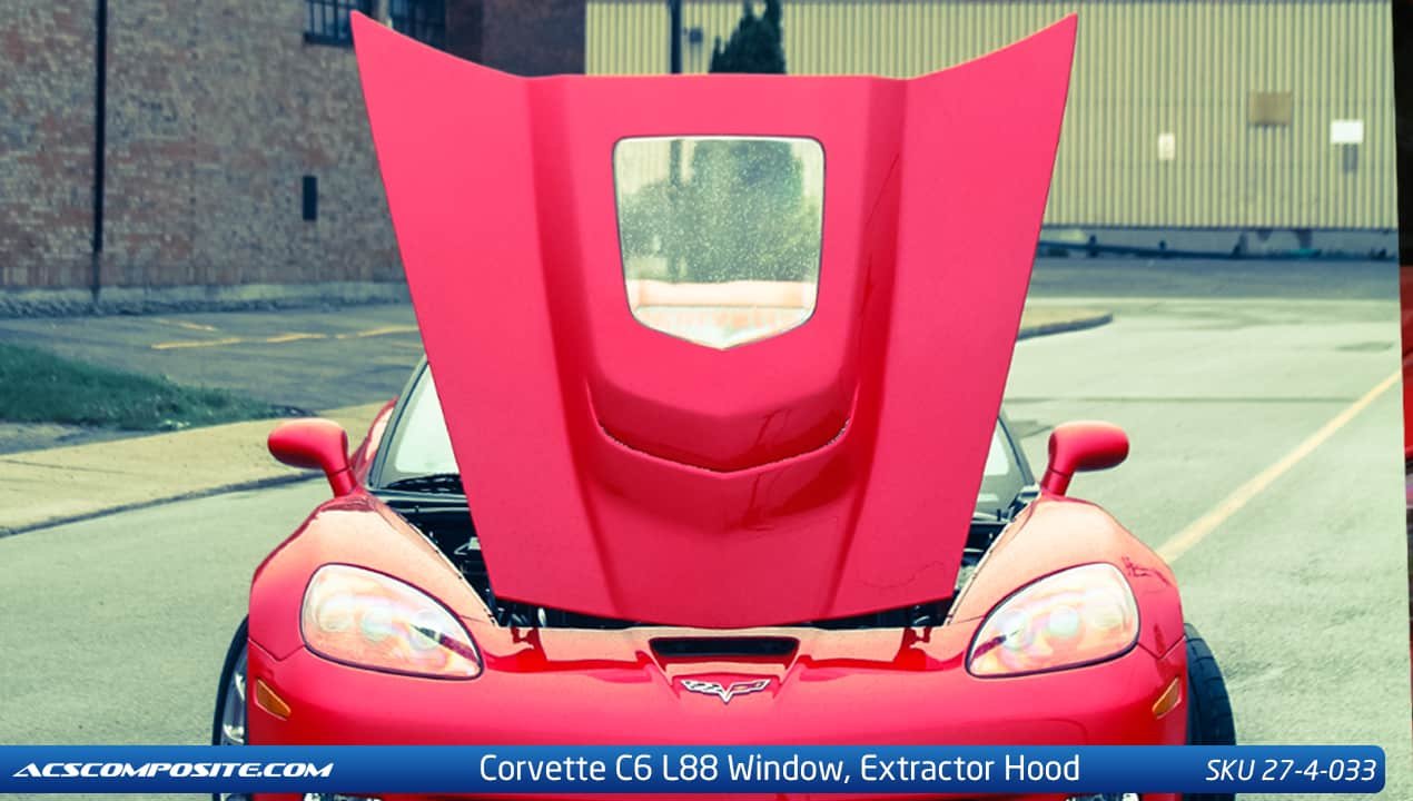 L88 Hood W/ Polycarbonate Center Window 27-4-033 for C6 Corvette ...