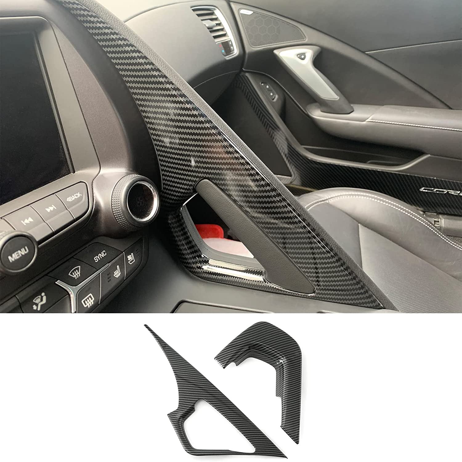2014-2019 C7 Corvette Carbon Fiber Center Console Grab Handle Overlay  