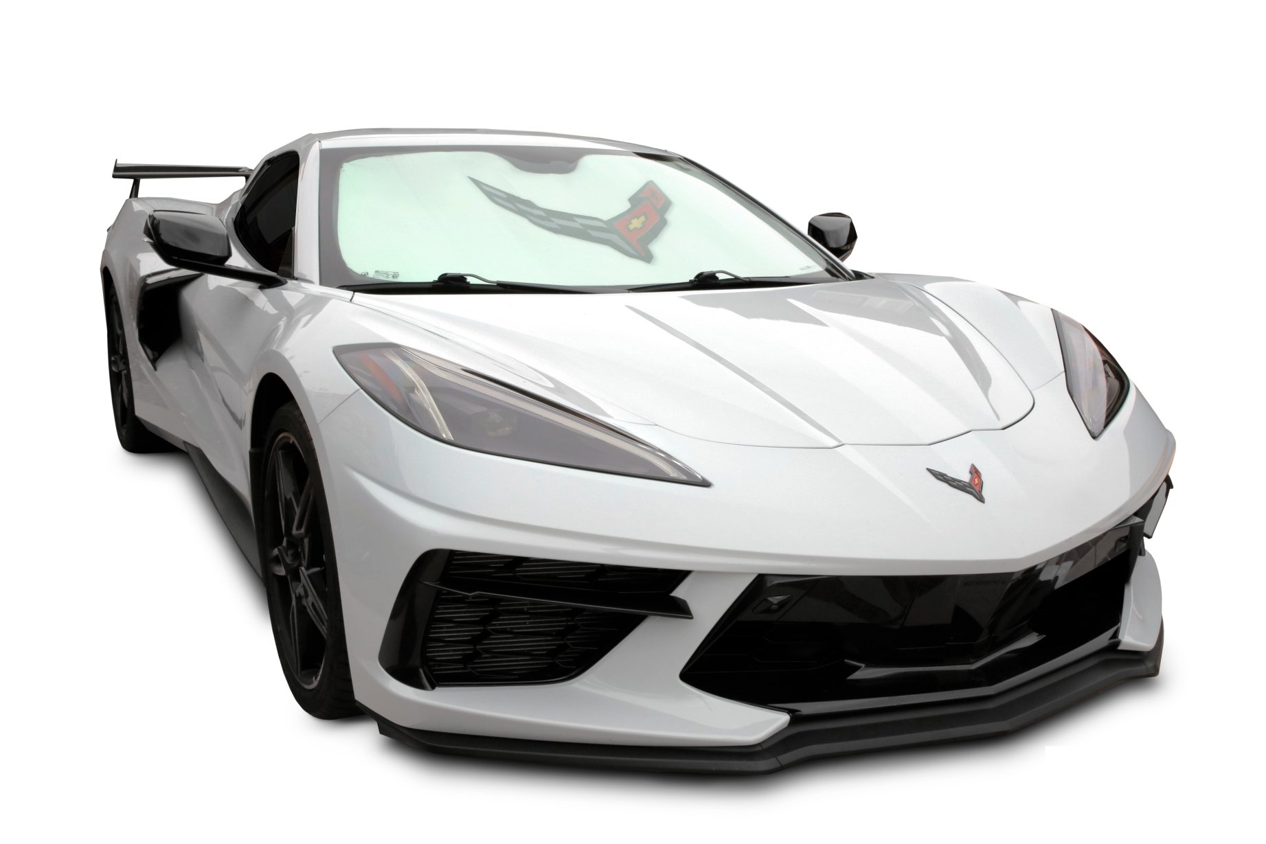 2020 2023 C8 Corvette Cross Flags Logo Sunshield Sunshade