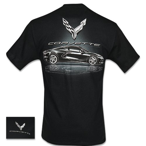 JG Infinite Blue 2020 C8 Corvette Stingray Men's Long Sleeve Shirt - Automotive Tee - View #3