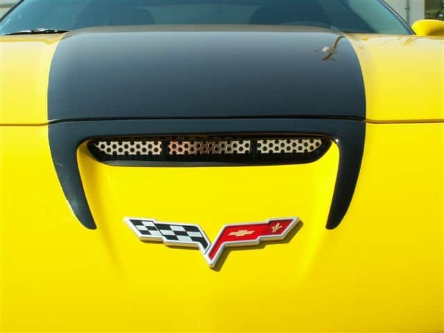 C6 2006-2013 Corvette Z06 Perforated Stainless Hood Vent Grilles. 