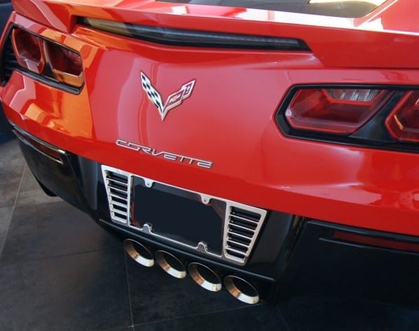 Corvette C6 Rear License Plate Frame Louver Cover Chrome Billet Aluminum Metal