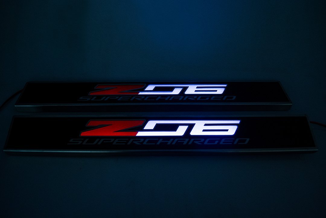 C7 Corvette Z06 Led Door Sill Plates Southerncarparts C7 Corvette Illuminated Z06 Door Sill Plates