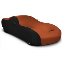 2015-2019 Ford Mustang Coverking Indoor Satin Stretch Custom 2 Tone Car Cover Black and Orange